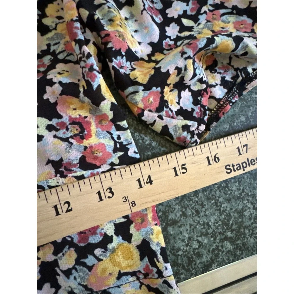 Nobody's Child Womens Printed Floral Print Midi Dress Short Sleeve Size 4 Black - Picture 11 of 13